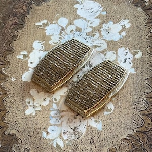 Vintage Gold Beaded  Shoe Clips