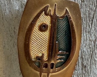 Pasille de Sylvestre, modernist large pendant necklace with cat face 70's-80's