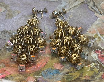 Vintage Coro Chandelier Drop Screw Back Earrings