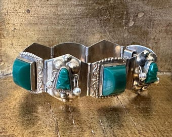 Vintage Estate Aztec Warrior Mask Bracelet Hecho En Mexico