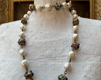 CHANEL Byzantine Gripoix Long Necklace 1940's