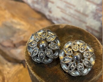 Vintage Silver Toned Pierced Earrings