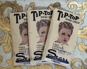 Vintage Tip Top Sears Roebuck Spring Curlers 3 Packages Made in the USA