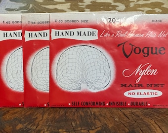 Vintage Vogue Black Nylon Hair Nets Set of three