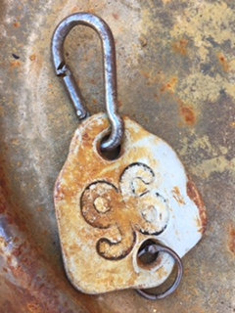 Vintage Aluminum Keychain with Vintage Metal 26 Tag