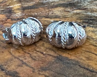 Vintage Estate DIOR Silvertone Clip Earrings