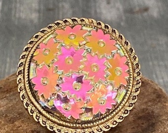 Vintage Iridescent Pink Flower Dress Clip