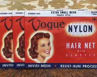 Vintage Vogue Black X Small Nylon Hair Nets Set of Three