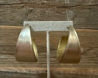 Vintage Alexis Bittar Gold Lucite Toned Big Hoop Pierced Earrings