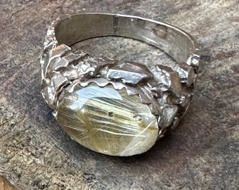 Vintage Estate Hand Made RingGolden Rutilated Quartz