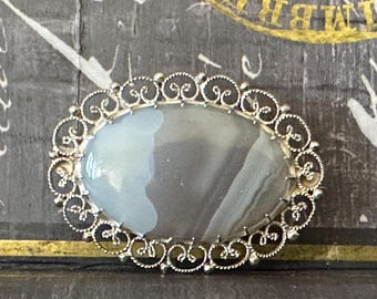 Vintage Estate Victorian Chalcedony Moonstone Agate Brooch
