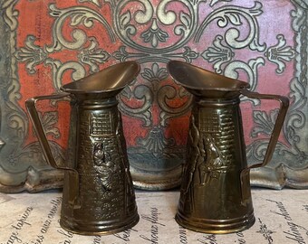 One Vintage Repousee Brass Jug Made in England