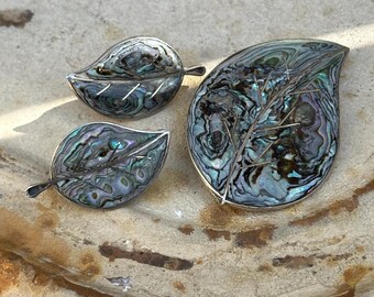 Vintage Estate Mexican Silver Brooch & Screwback Earring Set