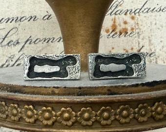 Vintage R. Larin Brutalist Pewter Cufflinks
