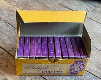 Vintage New Old Stock Scolding Locks Badger Hair Pins (11 packs) Made in the USA