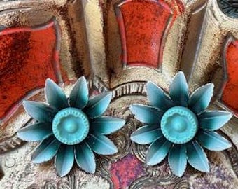 Vintage Turquoise Metal Tie Backs (2)