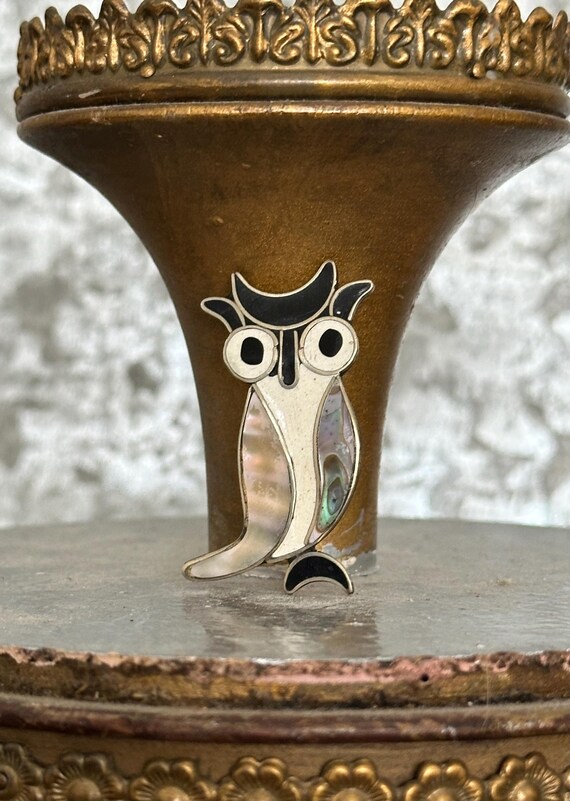 Broche Vintage Poisson En Nacre Et Argent Mexicain - Style Mosaïque, Occasion, Pièce Unique Du XXème