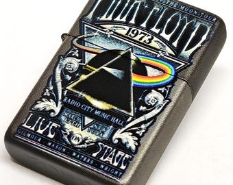 Encendedor con tapa abatible de PINK FLOYD: lado oscuro de la luna, regalo personalizado
