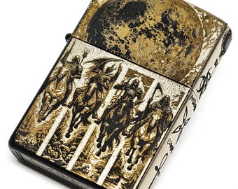 ZIPPO Four HORSEMEN of Apocalypse Lighter: all sides engraved