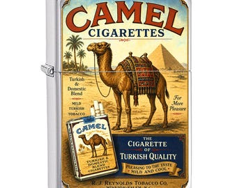 Accendino ZIPPO Camel (personalizzabile con incisione REGALO), stile retrò vintage con scatola originale
