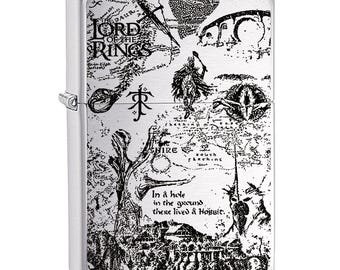 Briquet ZIPPO carte Le Seigneur des anneaux et le Hobbit : oeuvres d'art DUAL SIDES, conception graphique