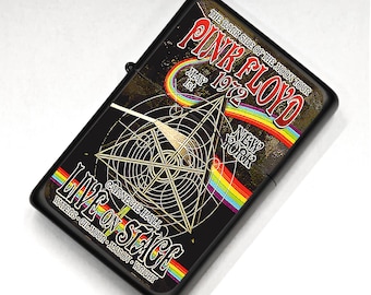 Encendedor Pink Floyd estilo americano con tapa abatible, grabado de regalo personalizado, estilo vintage.