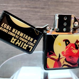 New Unique Vintage Style LAIKA First Dog in Space Cigars Cigarettes Gift  Flip Top Retro Lighter
