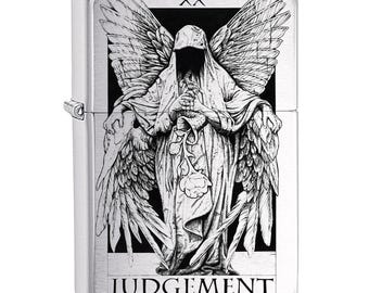 Encendedor ZIPPO xx-Judgement con diseño de carta del tarot: Gráfico de doble cara, diseño artístico gótico.