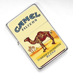 Encendedor Camel estilo americano con tapa abatible (regalo personalizado con grabado), estilo retro vintage.