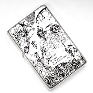 Lord of the Rings and Hobbit Map American style Flip Top Vintage Lighter, Engraved, FREE personalized gift