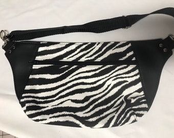 White Sequin Zebra Print Fanny Pack