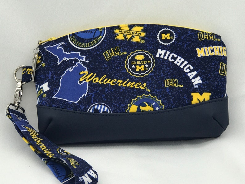 University of Michigan Wristlet Handmade