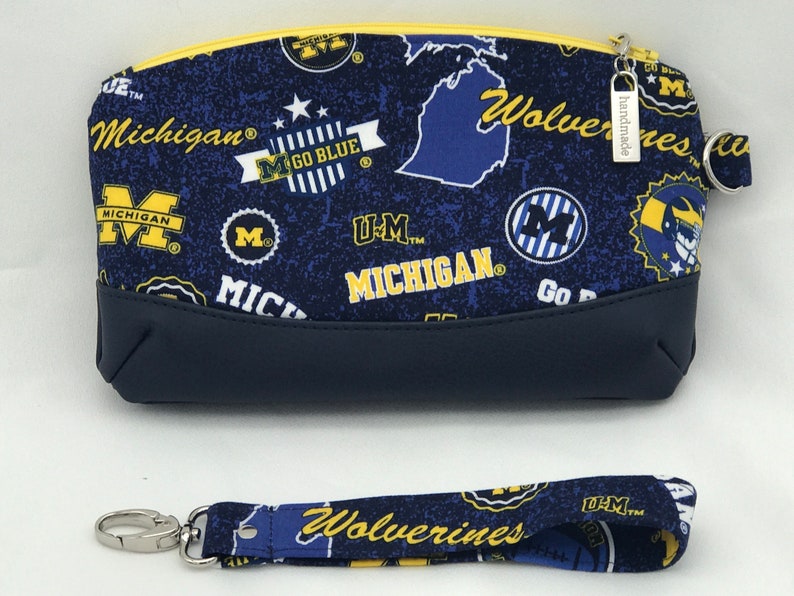 University of Michigan Wristlet Handmade
