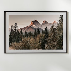 Impression de photographie de montagne, lever de soleil sur les montagnes, cadeau de montagne pour amoureux de la nature, cadeau d'anniversaire pour voyageur, trois soeurs