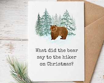 Funny Bear Pun Christmas Card, Grizzly Bear Holiday Card, Cute Animal Xmas Gift, Humorous Adult Greeting, Swear Word Joke Card