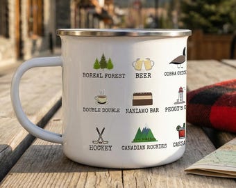 Taza de esmalte para fogata, hecha en Canadá: regalo navideño canadiense