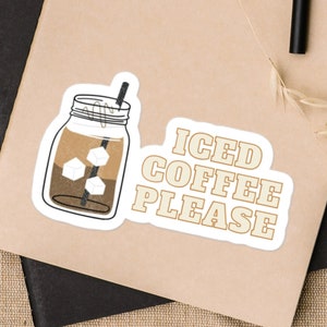 Iced Coffee Sticker for Thermos, Ice Mocha Sticker, Coffee Decal Food and Beverage, Gift for Coffee Lover, Gift for Her, Decal for Notebook