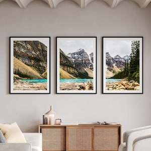 3er Set Moraine Lake Prints, Bergwandkunst, Banff Nationalpark, kanadische Rockies Bild, Berggeschenk für Naturliebhaber