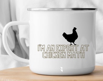 Chicken Math Enamel Mug, Funny Campfire Mug with Chicken, Outdoor Camping Cup, Gift for Chicken Mom, Birthday Present for Chicken Dad