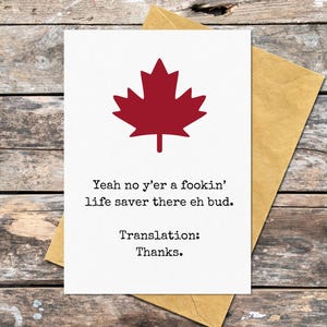 Carte de voeux canadienne drôle pour montrer son appréciation, carte de remerciement canadienne, carte de voeux pour montrer sa gratitude à un ami, dire merci
