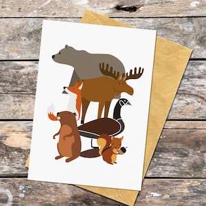 Carte de voeux animaux canadiens pour anniversaire, carte d'anniversaire créatures des bois pour amoureux de la nature, carte personnalisée pour toute occasion