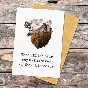 Cartão de aniversário de urso para caminhante, cartão de aniversário engraçado para amante da natureza, cartão de aniversário de piada para amigo, cartão com tema de vida selvagem para aniversário
