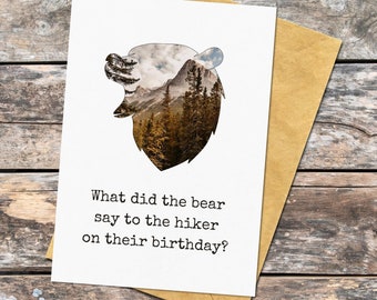 Bear Birthday Card for Hiker, Funny Birthday Card for Nature Lover, Joke Birthday Card for Friend, Wilderness Themed Card for Birthday