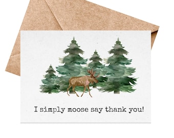 Moose Thank You Card: Nature Greeting, Recycled Paper