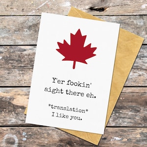 Carte de voeux drôle pour un être cher, carte sur le thème du Canada pour la fête des pères, carte de voeux en plomb érable rouge, carte Je t'aime, argot canadien