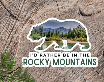 Rocky Mountains Sticker, Bear Sticker, Banff National Park Sticker, Travel Sticker, Vacation Sticker, Mountain Birthday Gift