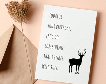 Deer Birthday Card for Boyfriend, Girlfriend Birthday Card, Deer Themed Birthday Card, Gift Idea for Spouse, Card for Husband, Bday Gift