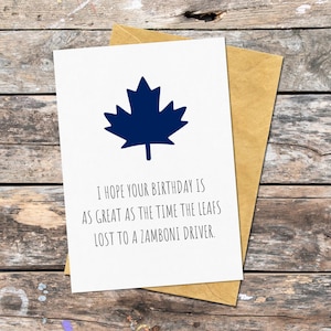 Biglietto di auguri di compleanno per tifosi dei Leafs, biglietto di auguri di compleanno divertente per fidanzato, biglietto di auguri di compleanno per giocatore di hockey, biglietto di auguri di compleanno esilarante per tifosi sportivi