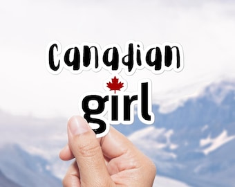 Canadian Girl Sticker, Red Maple Leaf Sticker, Canada Sticker, Sticker for Water Bottles, Decal for Laptop, Durable Waterproof Vinyl