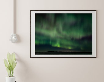 Northern Lights Photography Print, Aurora Borealis Picture, Northern Lights over Prairies, Night Sky Picture, Gift for Nature Lover